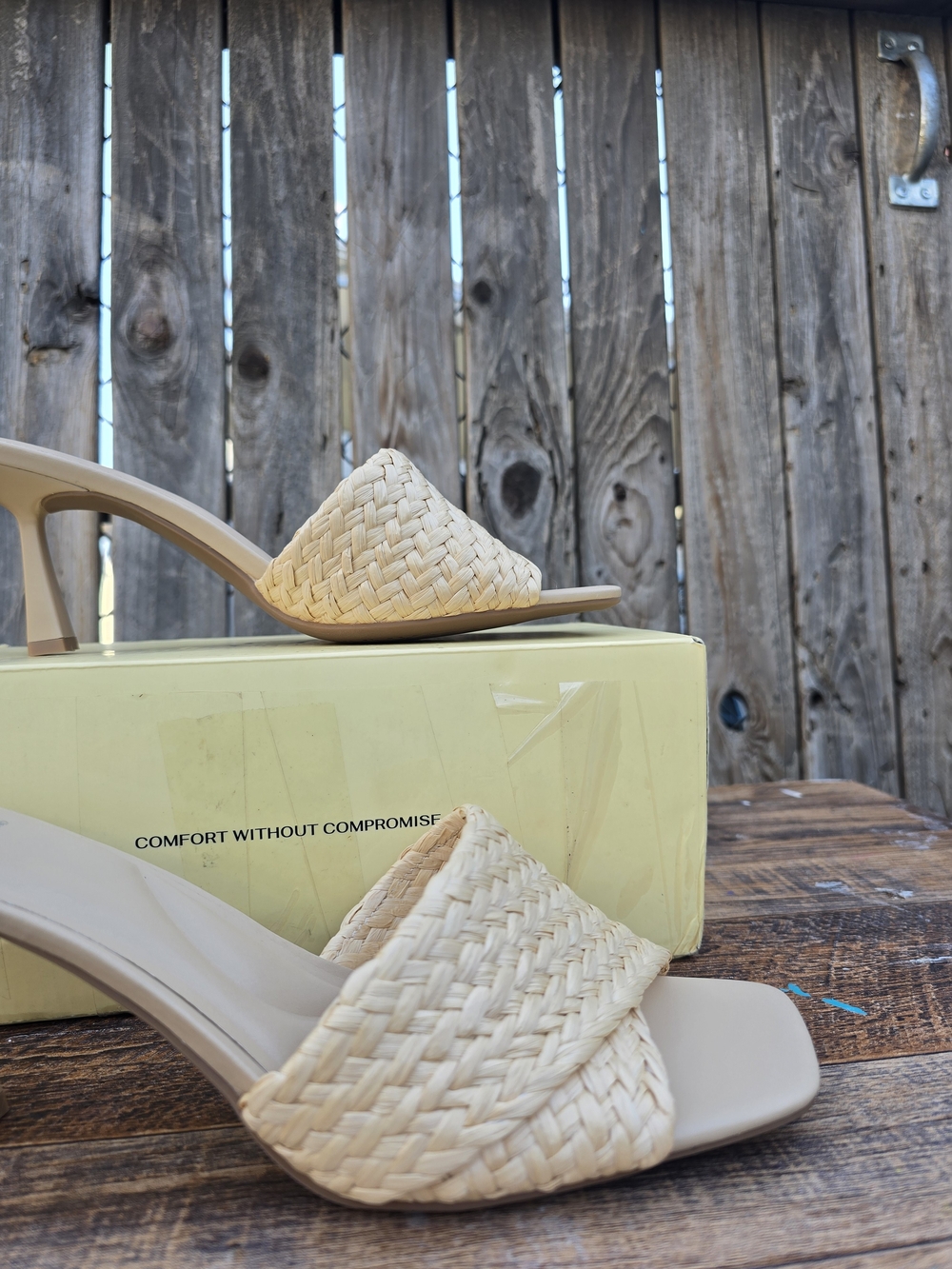 Cosy Island braided slide sandals woven straw texture and square toe Size 9.5 - Picture 5 of 12
